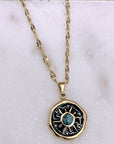 Black and Turquoise Sun Necklace