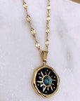 Black and Turquoise Sun Necklace