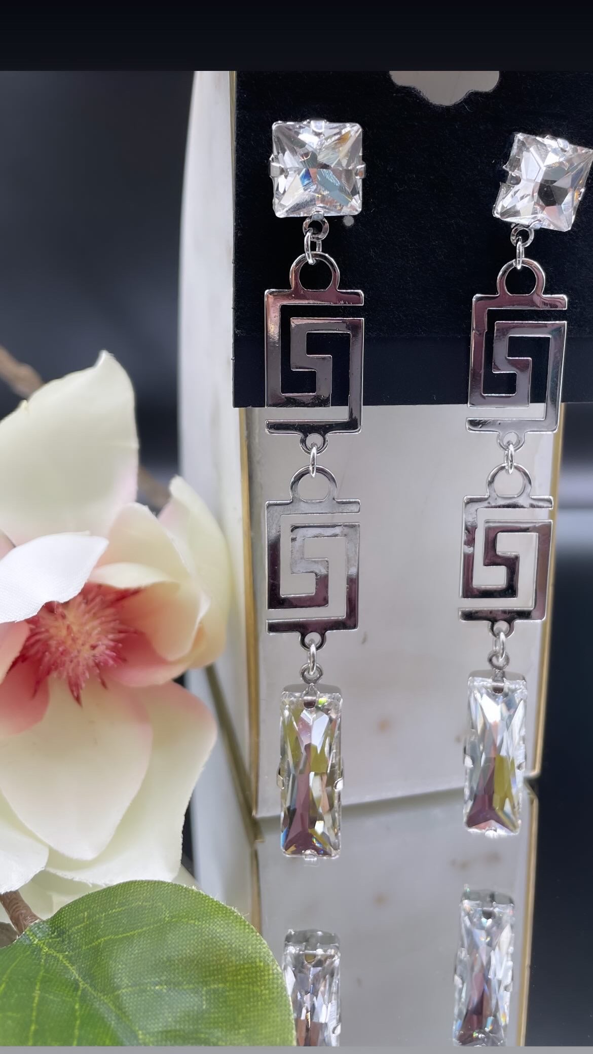 Geometric Dangle CZ Earrings