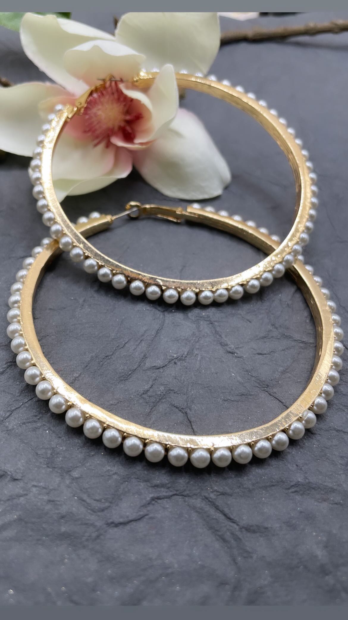 Pearl Wrapped Hoop Earrings