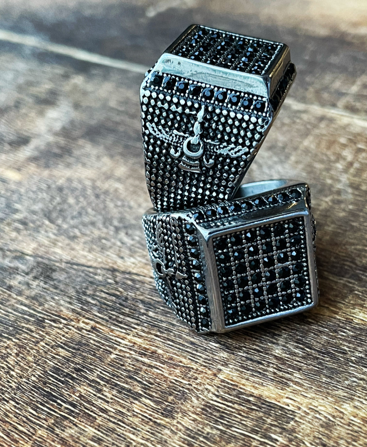 Men&#39;s Silver w Black CZ Ring