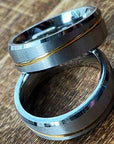 Men's Silver and Gold Stripe Band