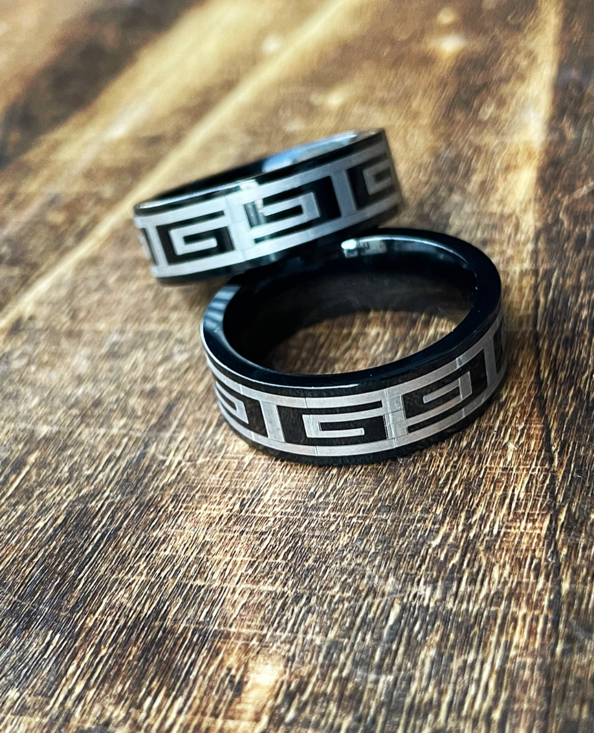 Men&#39;s Black and Silver Tribal Ring