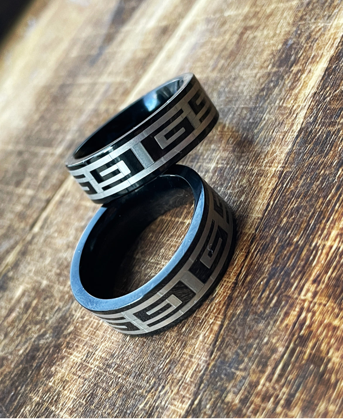 Men&#39;s Black and Silver Tribal Ring