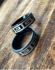 Men's Black and Silver Tribal Ring