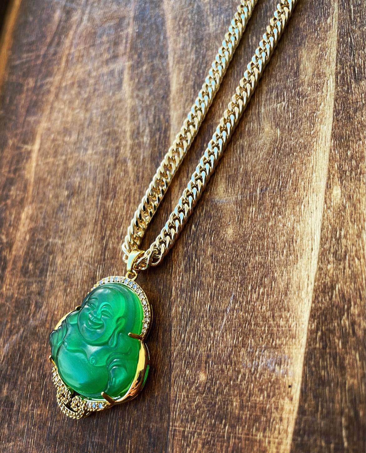 Buddha Necklace with CZ Accents