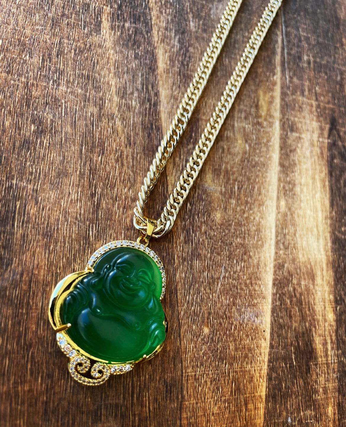 Buddha Necklace with CZ Accents