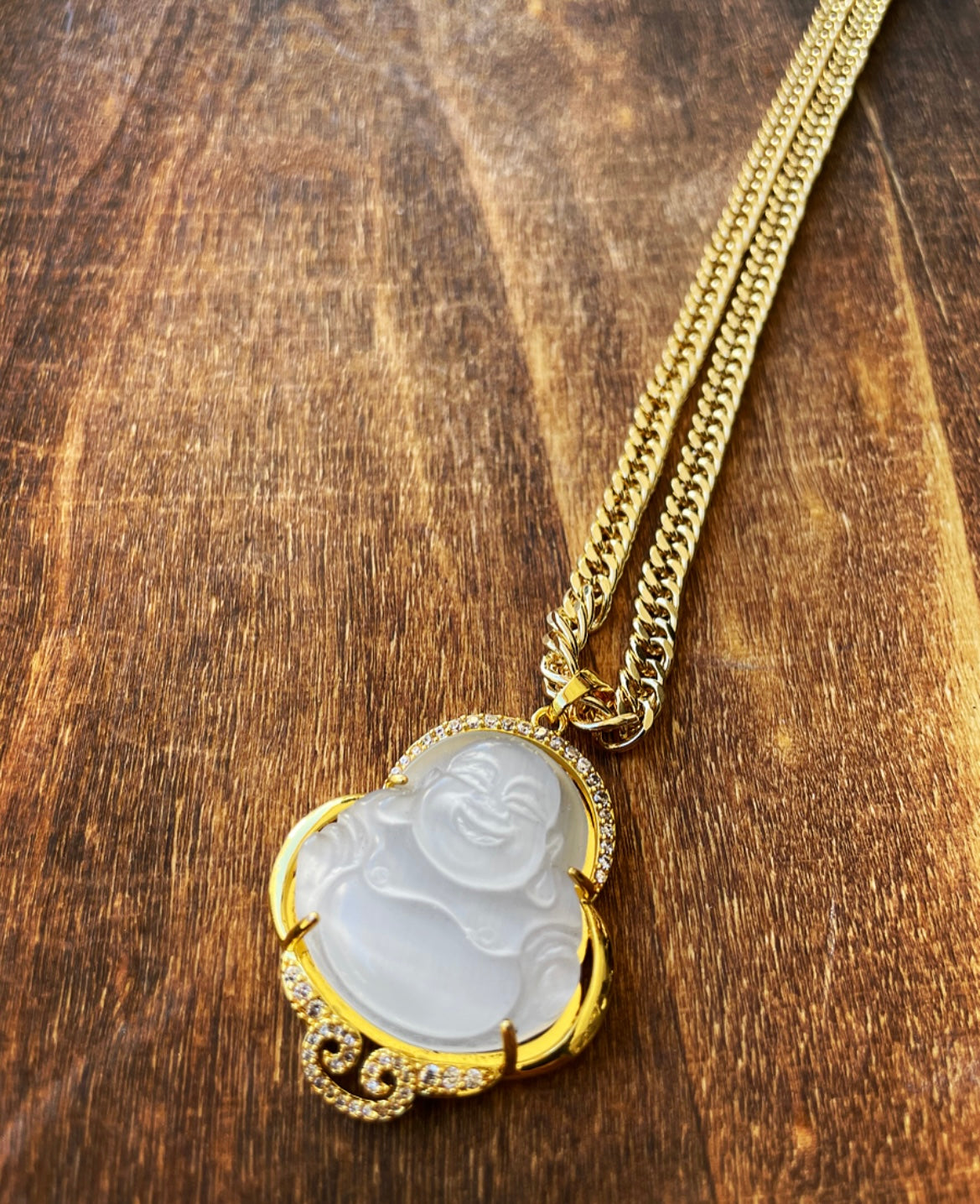 Buddha Necklace with CZ Accents