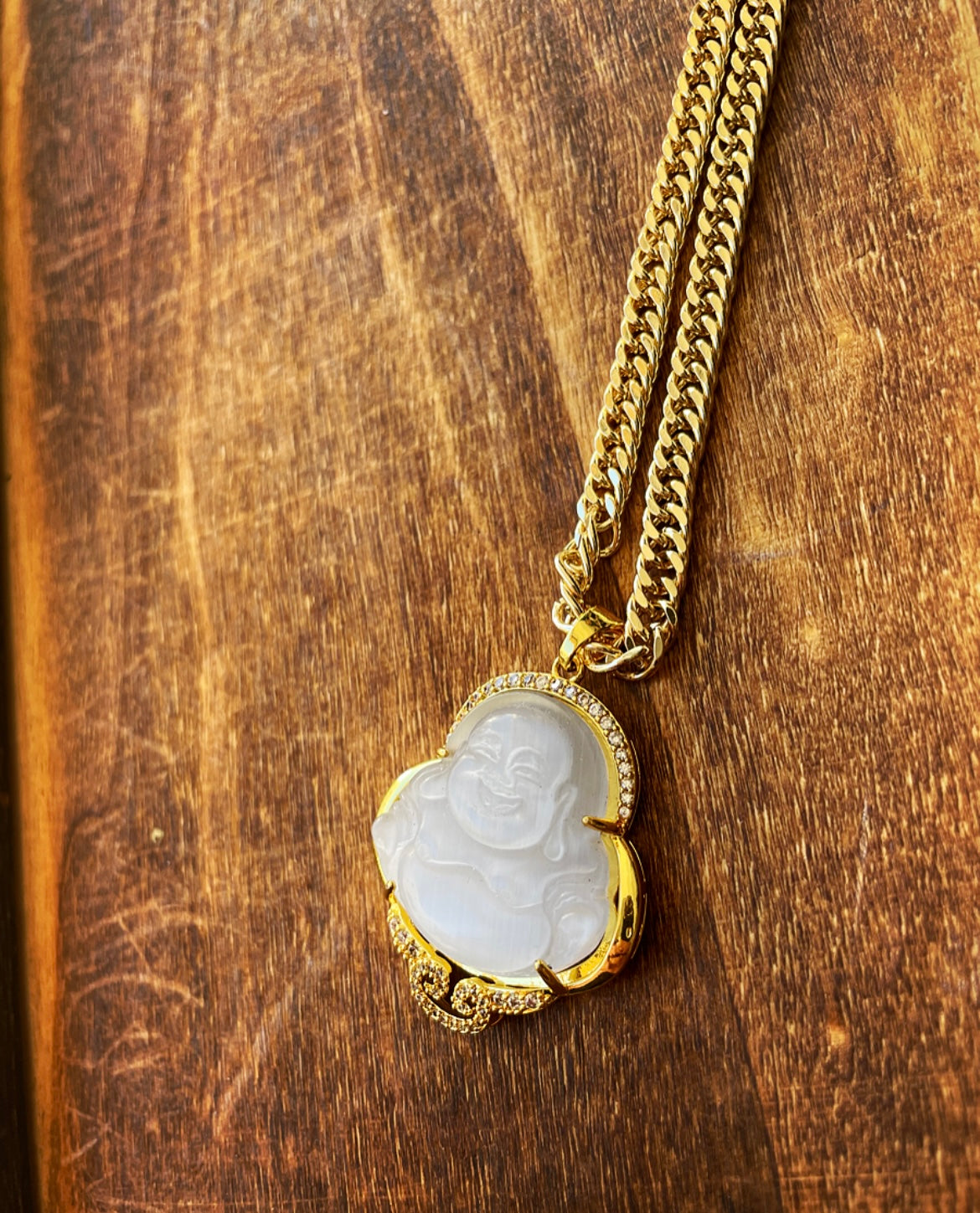 Buddha Necklace with CZ Accents