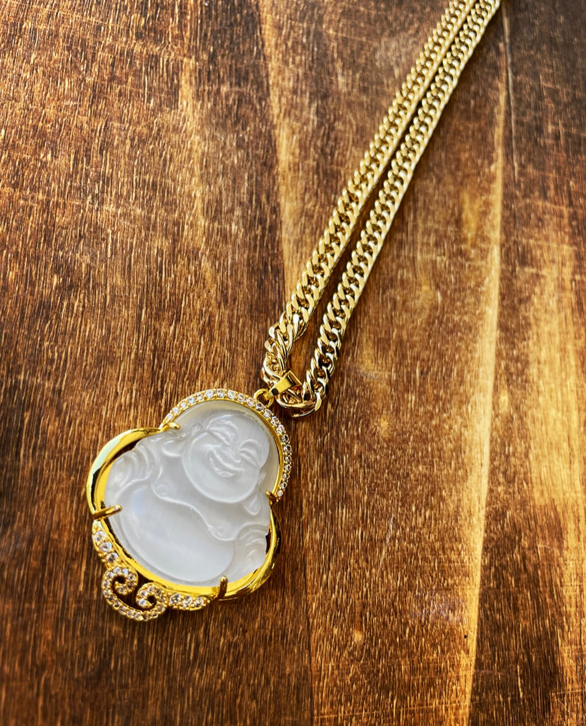 Buddha Necklace with CZ Accents