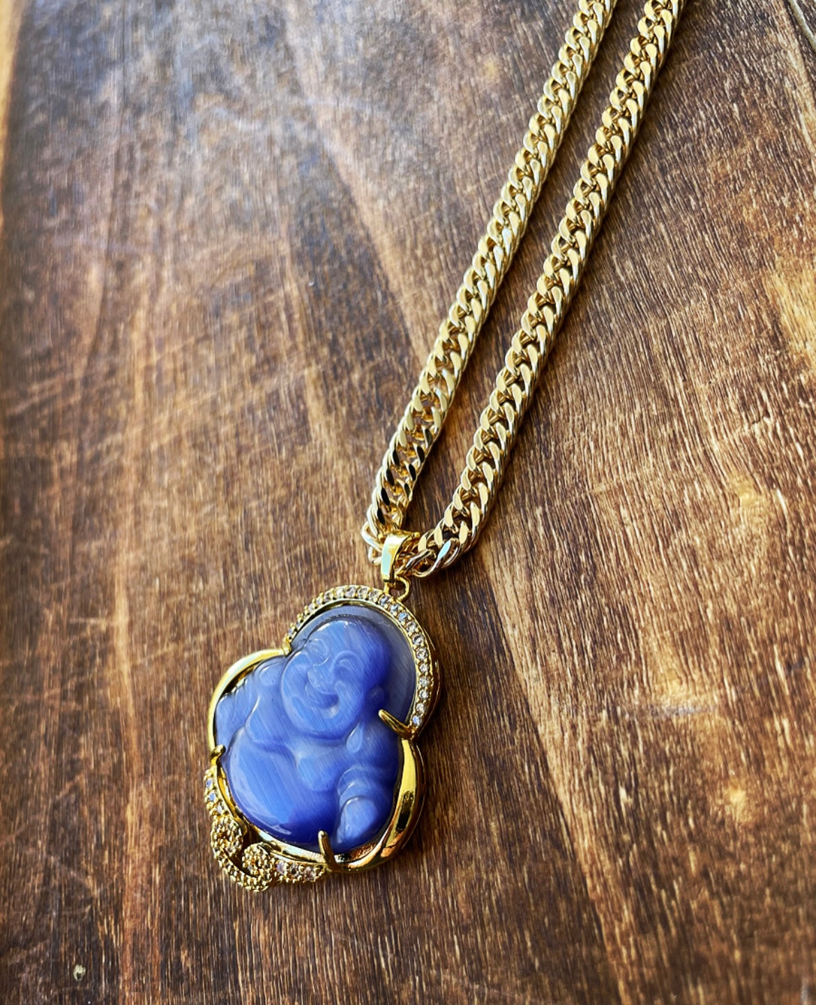 Buddha Necklace with CZ Accents