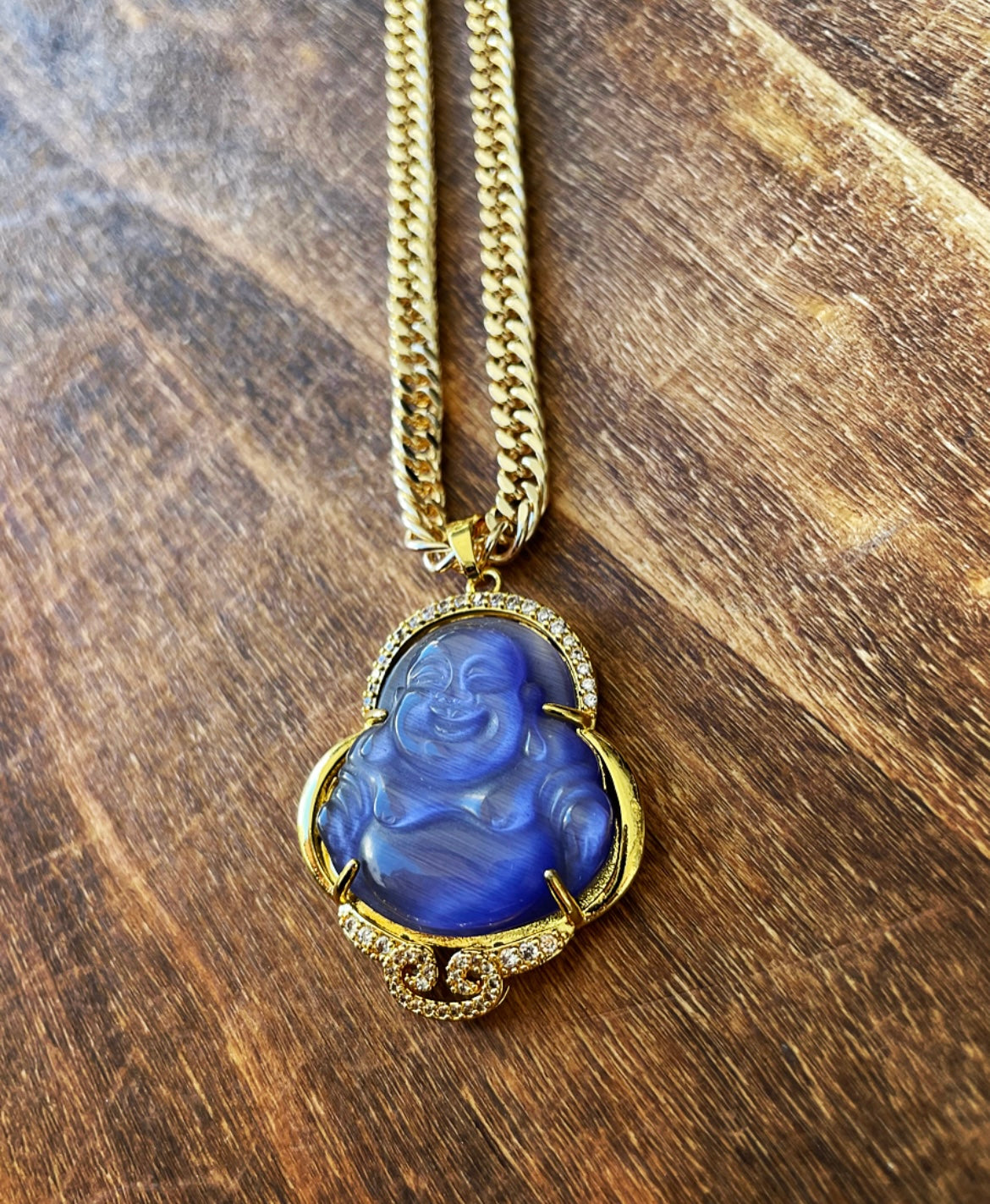 Buddha Necklace with CZ Accents