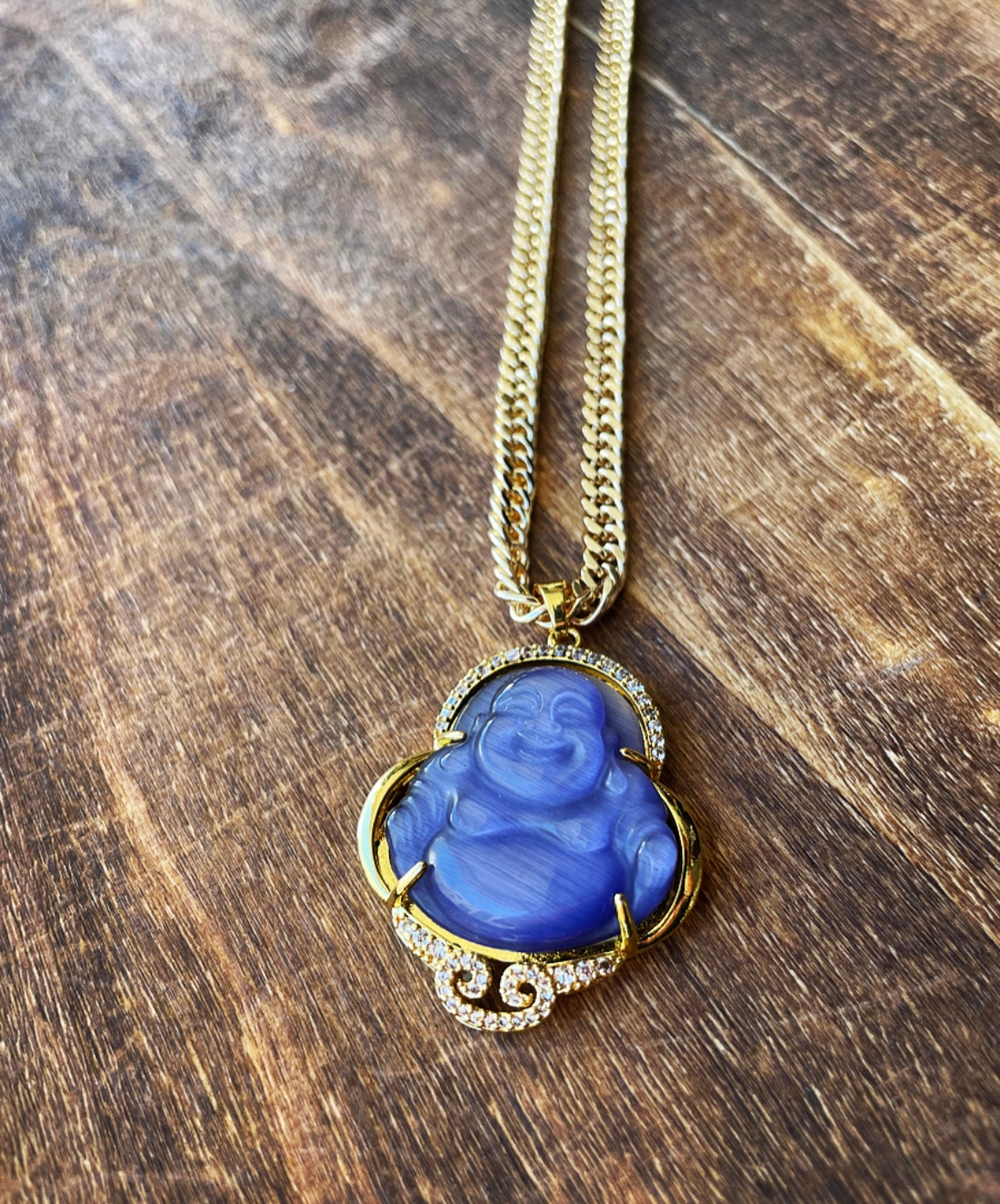 Buddha Necklace with CZ Accents