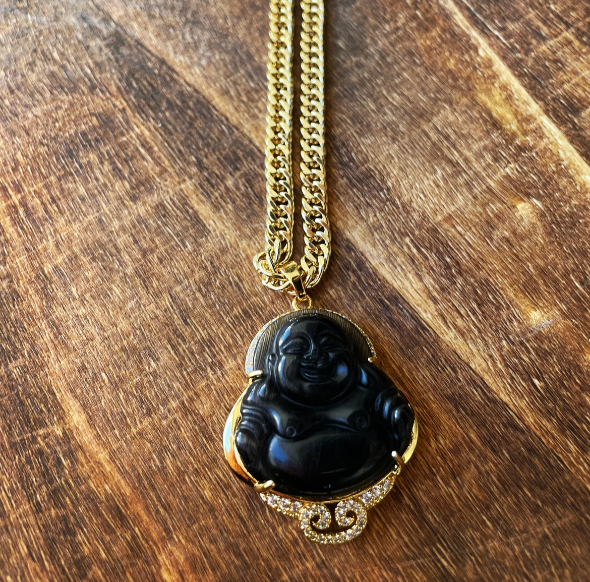 Buddha Necklace with CZ Accents