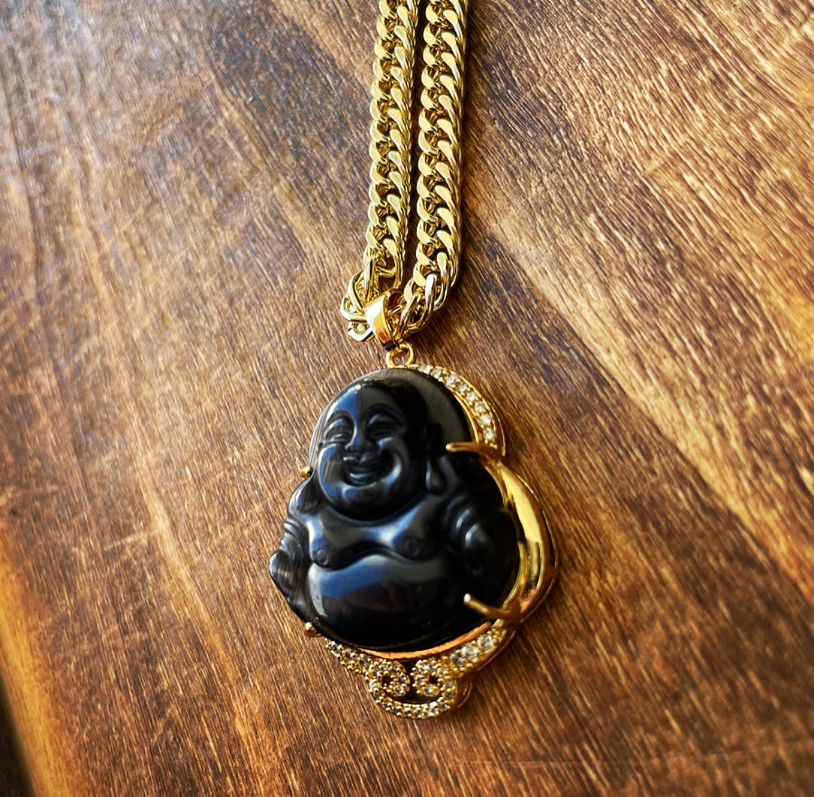 Buddha Necklace with CZ Accents