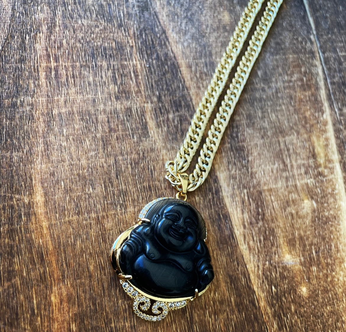 Buddha Necklace with CZ Accents