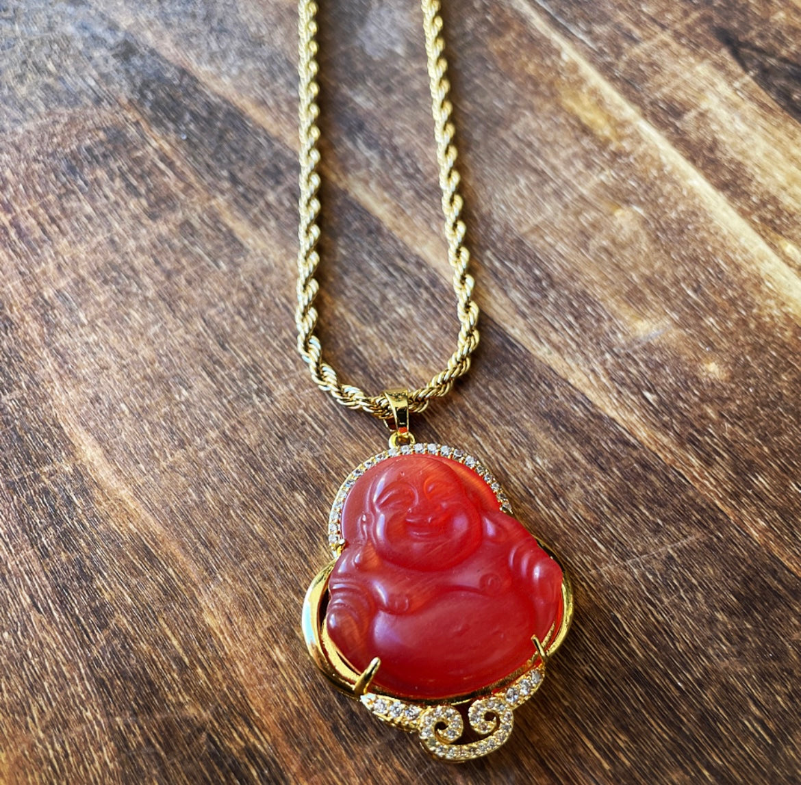 Buddha Necklace with CZ Accents