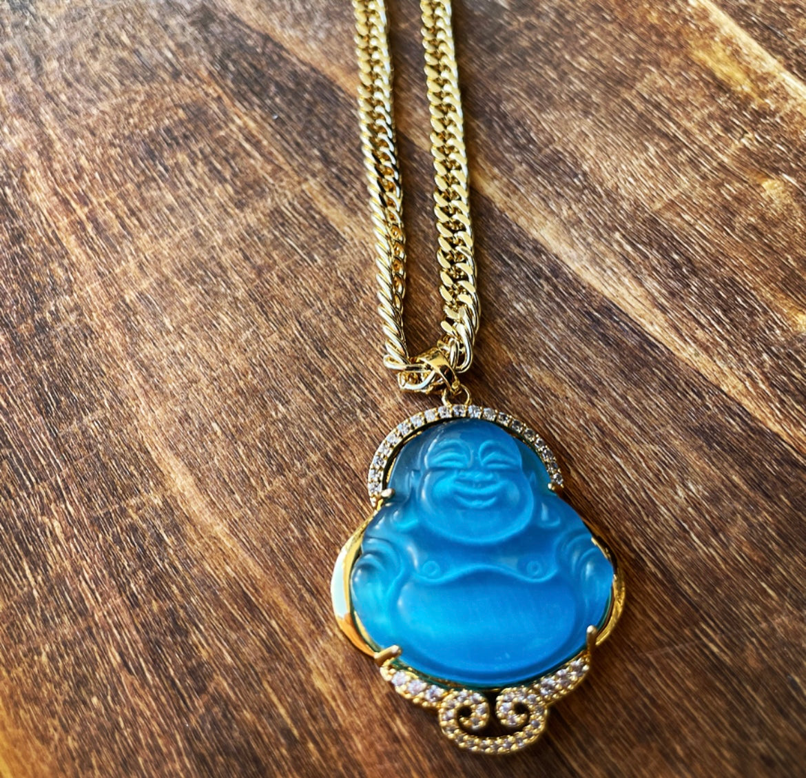 Buddha Necklace with CZ Accents