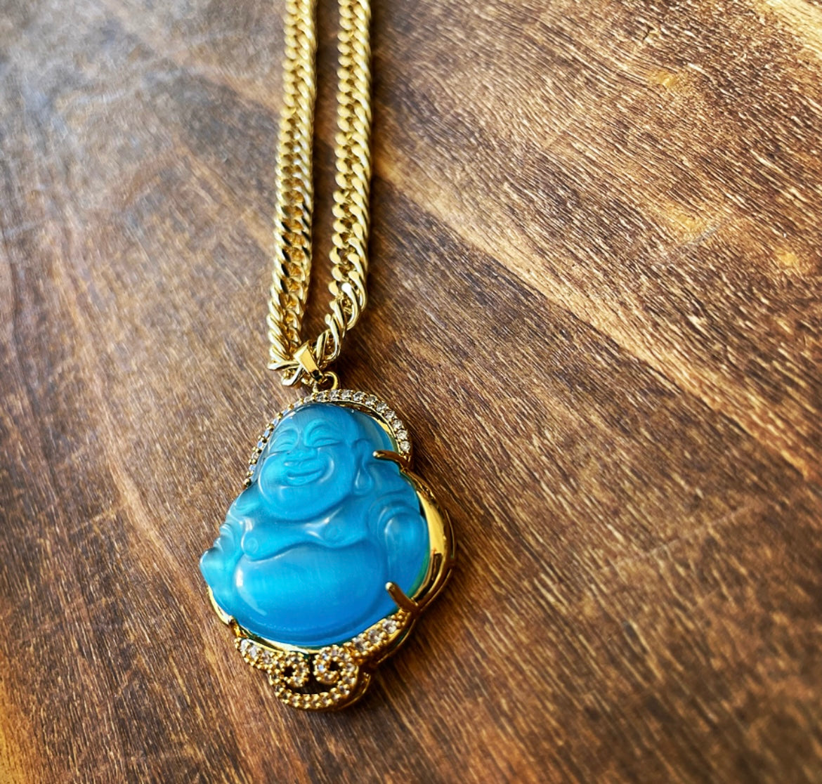 Buddha Necklace with CZ Accents