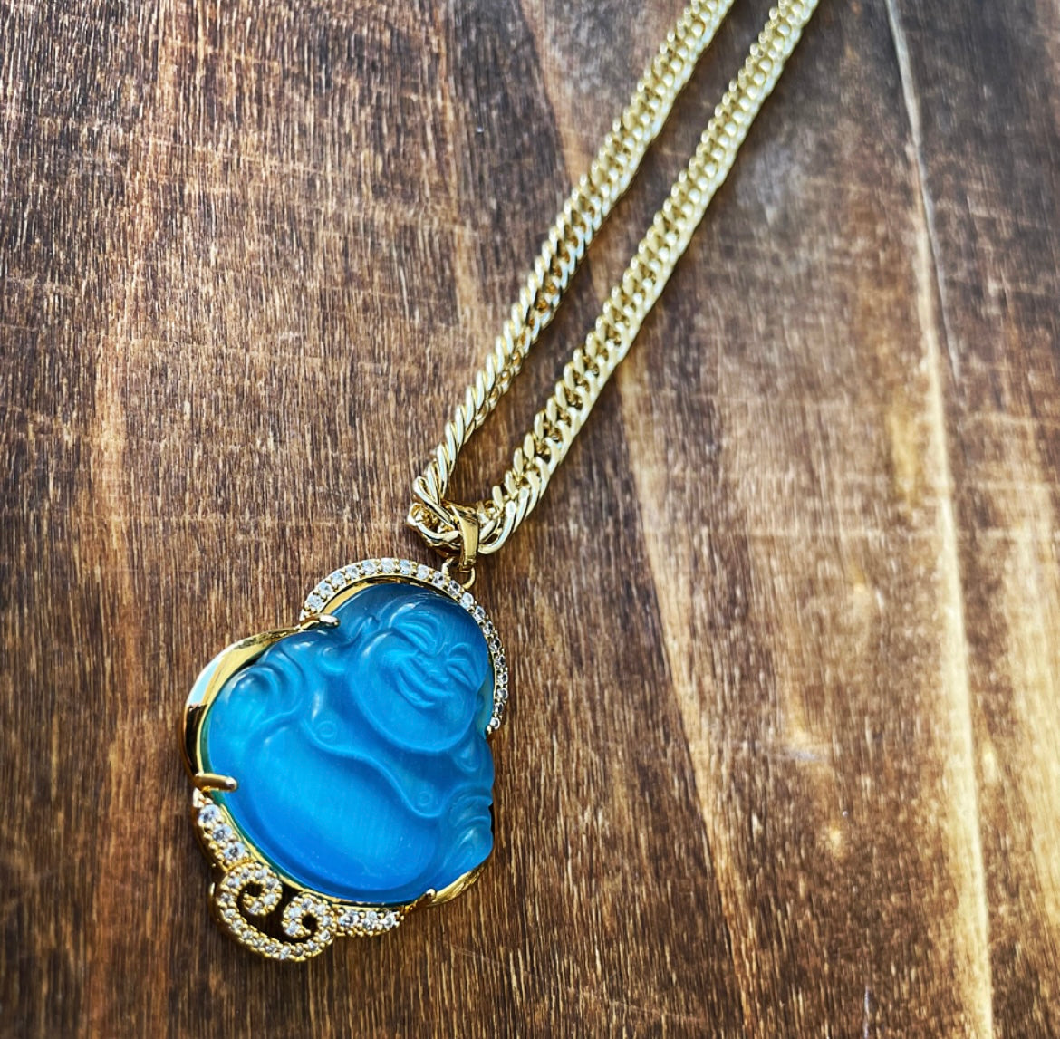 Buddha Necklace with CZ Accents