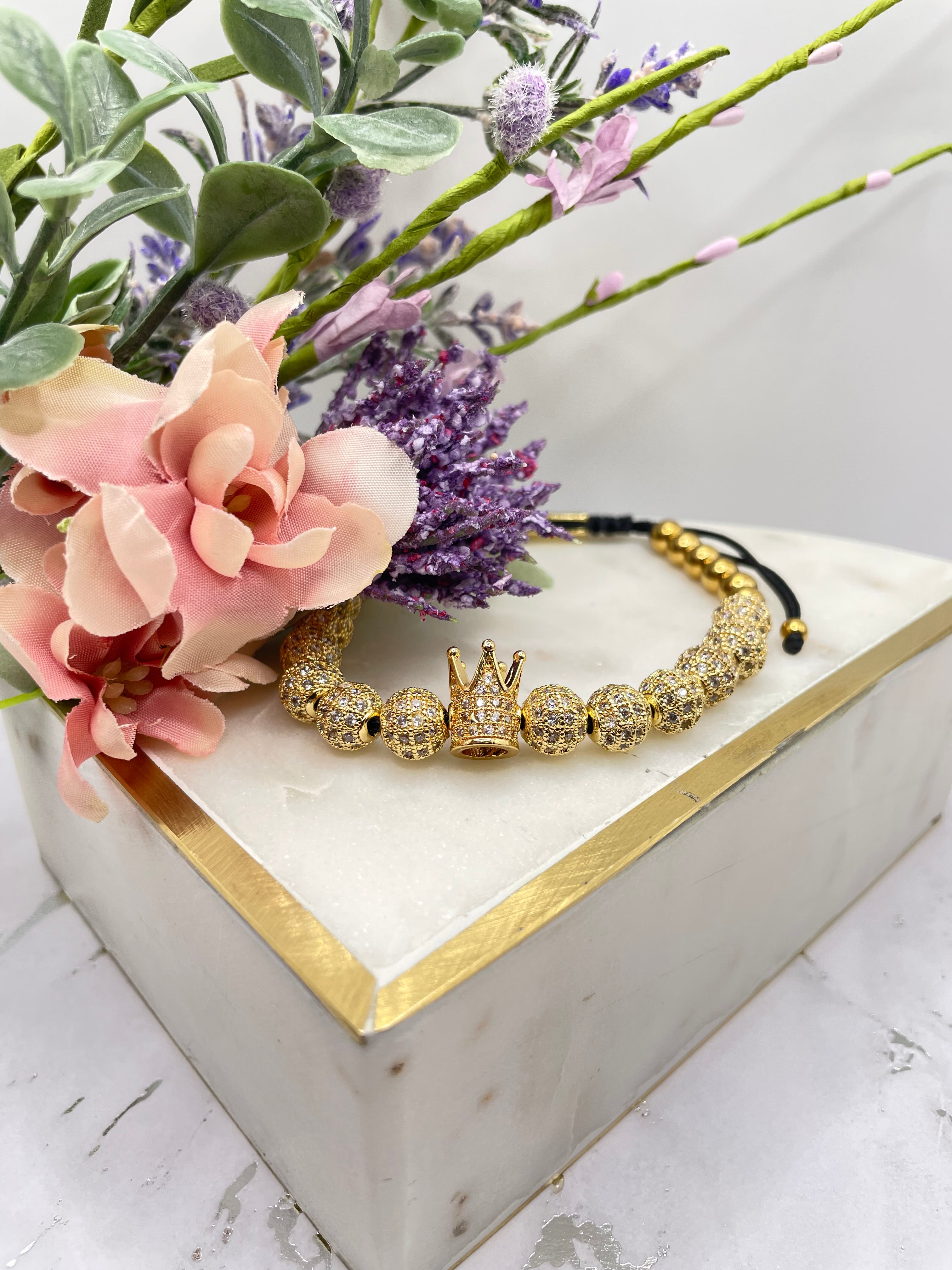 Royalty CZ Gold Crown Bracelet