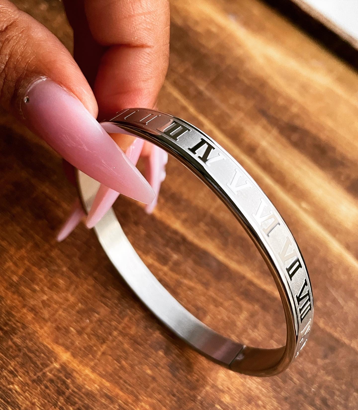 Stainless Steel Roman Numeral Bangle