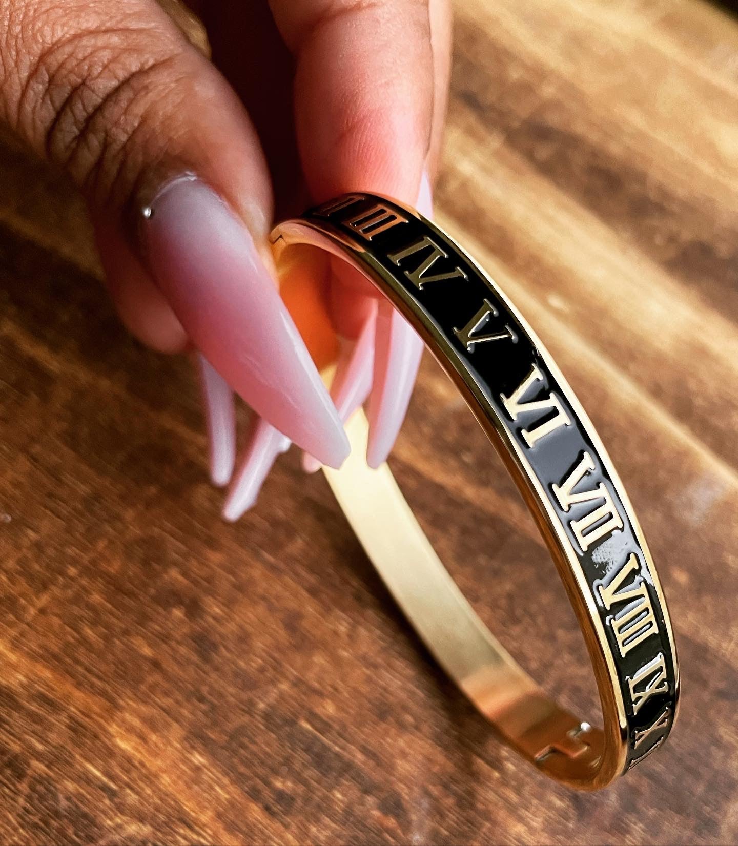 Stainless Steel Roman Numeral Bangle