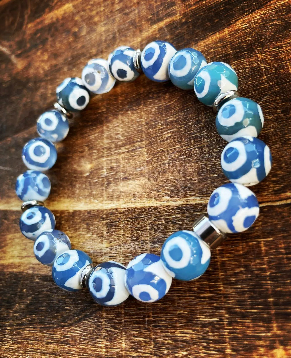 Baby Blue Tibetan Agate 12mm Bracelet