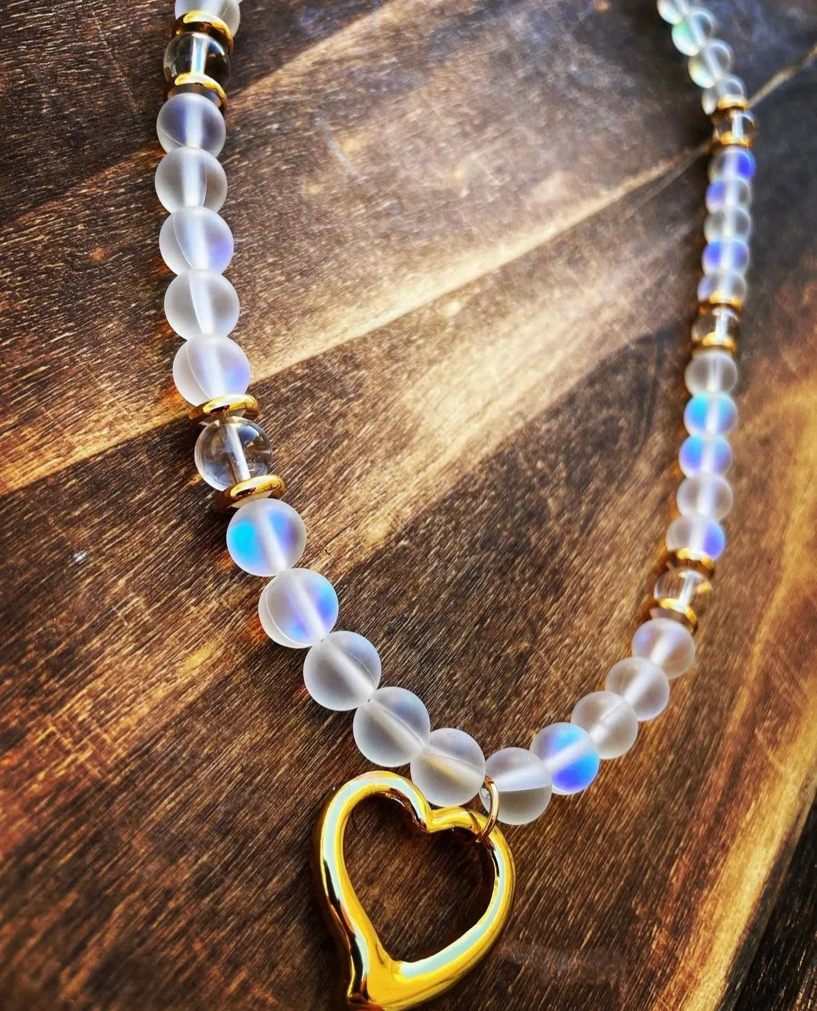 Opal and Clear Quartz with Gold Necklace