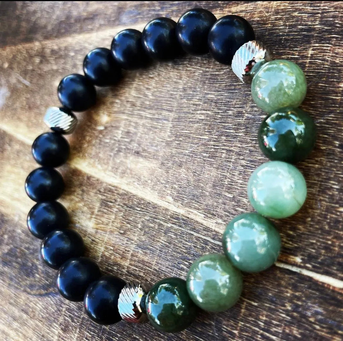 Jade &amp; Matte Onyx 10mm Bracelet